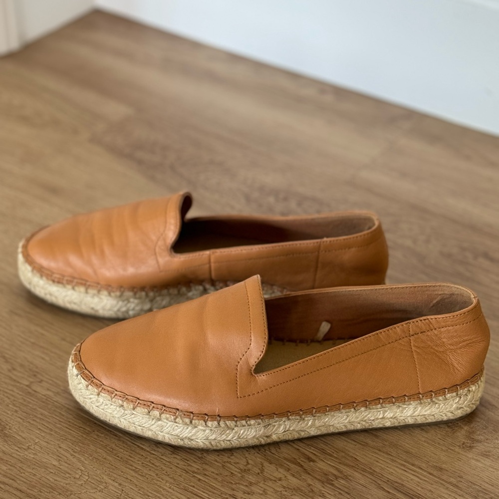 Tan Espadrille Loafers with Platform